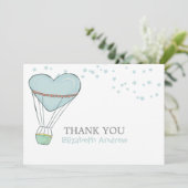 かわいい赤ちゃん青熱気球ベビーシャワー サンキューカード (スタンド正面)