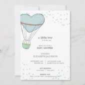 かわいい赤ちゃん青熱気球ベビーシャワー 招待状 (正面)