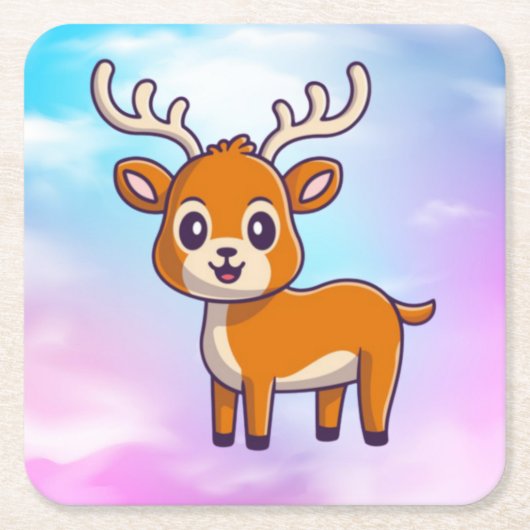 かわいい赤ちゃん鹿のキャラクター-23501 スクエアペーパーコースター (正面)