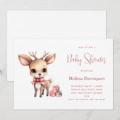 かわいい赤ちゃん鹿のプレゼント付きベイビーシャワー 招待状 (正面/裏面)