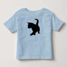 かわいい赤ちゃん黒猫シルエット尾を高く上げて トドラーTシャツ