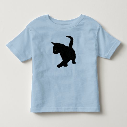 かわいい赤ちゃん黒猫シルエット尾を高く上げて トドラーTシャツ (正面)