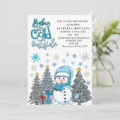 かわいい赤ちゃん 外は寒いよ 赤ちゃんのお披露目パーティー 招待状 (スタンド正面)