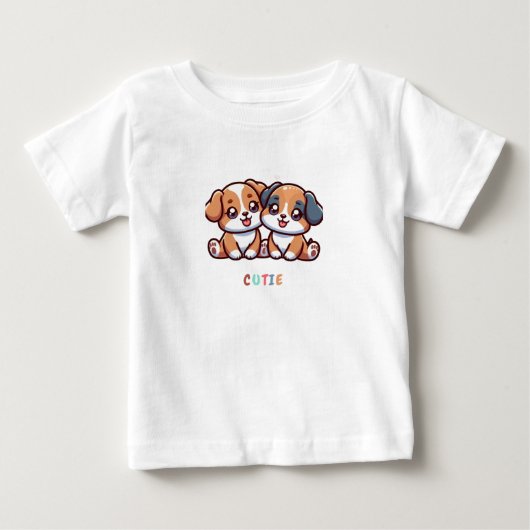 かわいい赤ちゃんTシャツ 子犬 ベビーTシャツ (正面)