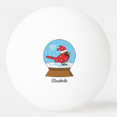 かわいい赤でスノーグローブ(鳥)ショウジョウコウカンチョウ |カスタマイズ 卓球ボール (正面)