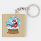 かわいい赤でスノーグローブ(鳥)ショウジョウコウカンチョウ キーホルダー (裏面)