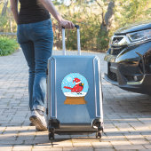 かわいい赤でスノーグローブ(鳥)ショウジョウコウカンチョウ シール (スーツケースインサイチュ)