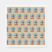 かわいい赤でスノーグローブ(鳥)ショウジョウコウカンチョウ スタンダードランチョンナプキン (正面)