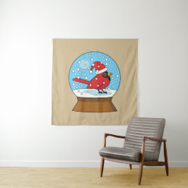 かわいい赤でスノーグローブ（鳥）ショウジョウコウカンチョウ タペストリー