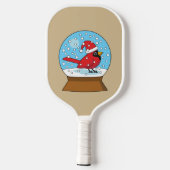 かわいい赤でスノーグローブ（鳥）ショウジョウコウカンチョウ ピックルボールラケット (裏面)