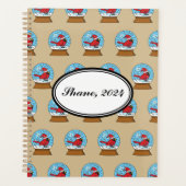 かわいい赤でスノーグローブ（鳥）ショウジョウコウカンチョウ プランナー手帳 (正面)