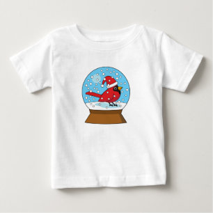 かわいい赤でスノーグローブ(鳥)ショウジョウコウカンチョウ ベビーTシャツ