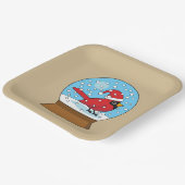 かわいい赤でスノーグローブ(鳥)ショウジョウコウカンチョウ ペーパープレート (傾斜あり)