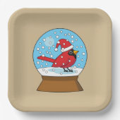 かわいい赤でスノーグローブ(鳥)ショウジョウコウカンチョウ ペーパープレート (正面)