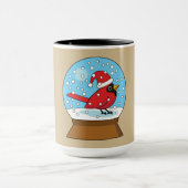 かわいい赤でスノーグローブ（鳥）ショウジョウコウカンチョウ マグカップ (中央)