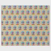 かわいい赤でスノーグローブ（鳥）ショウジョウコウカンチョウ ラッピングペーパー (フラット)