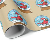 かわいい赤でスノーグローブ（鳥）ショウジョウコウカンチョウ ラッピングペーパー (ロールコーナー)