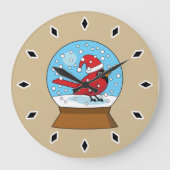 かわいい赤でスノーグローブ（鳥）ショウジョウコウカンチョウ ラージ壁時計 (正面)