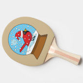かわいい赤でスノーグローブ（鳥）ショウジョウコウカンチョウ 卓球ラケット (横)