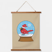 かわいい赤でスノーグローブ(鳥)ショウジョウコウカンチョウ 吊り下げ型タペストリー (正面2)