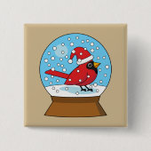 かわいい赤でスノーグローブ(鳥)ショウジョウコウカンチョウ 缶バッジ (正面)