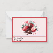 かわいい赤とピンクのイチゴの写真バレンタインデー ノートカード (正面)