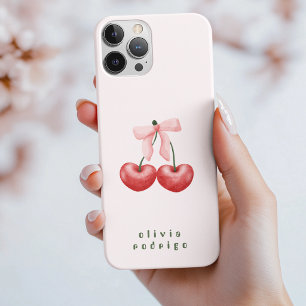 かわいい赤とピンクのチェリーハートボウ iPhone 16 PROケース