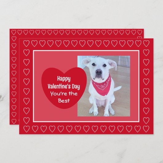 かわいい赤とピンクのハートのバレンタインデーの写真 シーズンカード (正面/裏面)