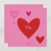 かわいい赤とピンクのハートのバレンタインデーカード シーズンカード (正面/裏面)