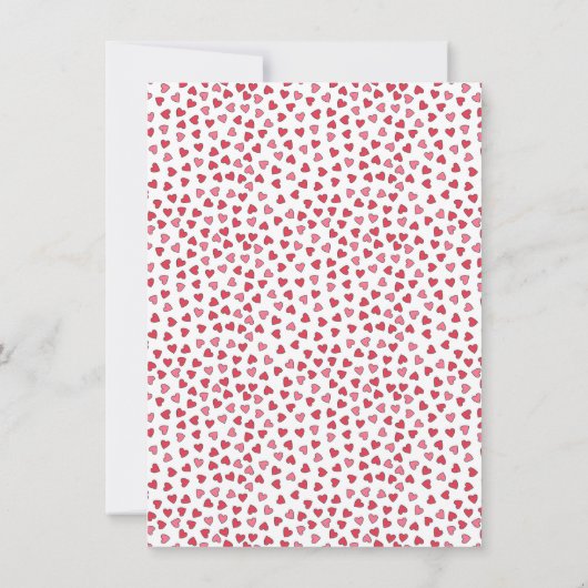 かわいい赤とピンクのハートガレンティーヌデイランチ 招待状 (裏面)