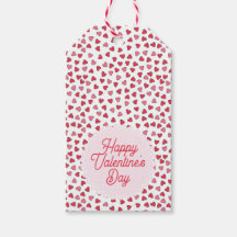 かわいい赤とピンクのハートバレンタインデーのギフトラベル