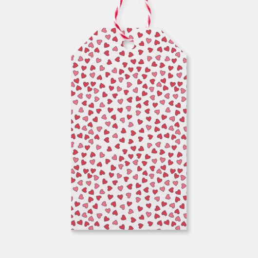 かわいい赤とピンクのハートバレンタインデーのギフトラベル ギフトタグ (裏面)