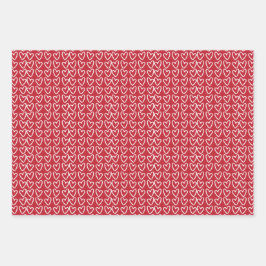 かわいい赤とピンクのハートバレンタインデー ラッピングペーパーシート