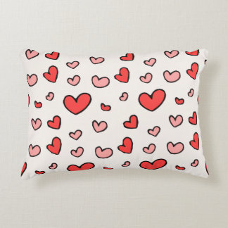 かわいい赤とピンクのハート柄アクセントピロー アクセントクッション