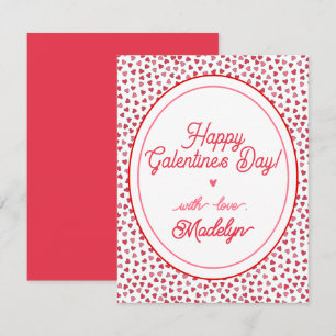 かわいい赤とピンクのハート- Happy Galentine's Day ノートカード