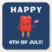 かわいい赤と白と青のポプシクル7月4日 スクエアペーパーコースター (正面)