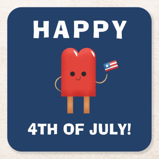 かわいい赤と白と青のポプシクル7月4日 スクエアペーパーコースター (正面)