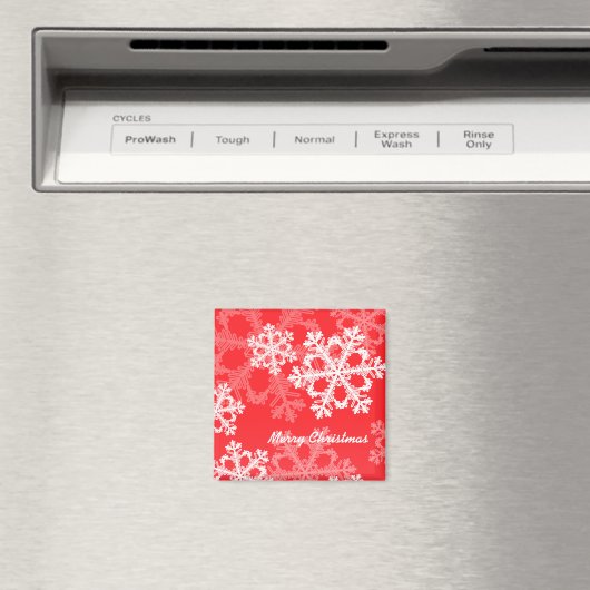 かわいい赤と白のクリスマスの雪の結晶 マグネット (インサイチュ (食洗機))