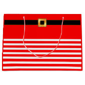 かわいい赤と白のストライプの抱き枕 ラージペーパーバッグ (正面)