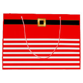 かわいい赤と白のストライプの抱き枕 ラージペーパーバッグ (裏面)