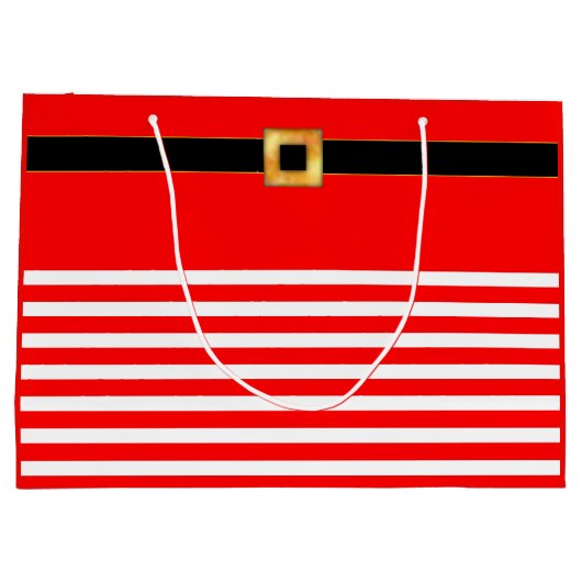 かわいい赤と白のストライプの抱き枕 ラージペーパーバッグ (裏面)