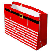 かわいい赤と白のストライプの抱き枕 ラージペーパーバッグ (裏面アングル)