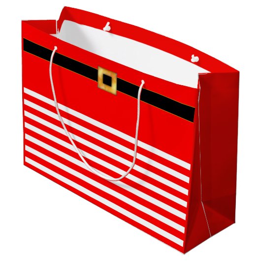 かわいい赤と白のストライプの抱き枕 ラージペーパーバッグ (裏面アングル)