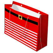 かわいい赤と白のストライプの抱き枕 ラージペーパーバッグ (正面アングル)