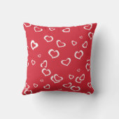 かわいい赤と白のハート柄 バレンタインデー クッション (裏面)