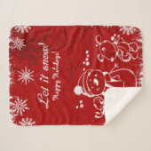 かわいい赤と白クリスマスイラストレーション シェルパブランケット (正面(横))