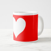 かわいい赤と白ハート ジャンボコーヒーマグカップ (正面右)