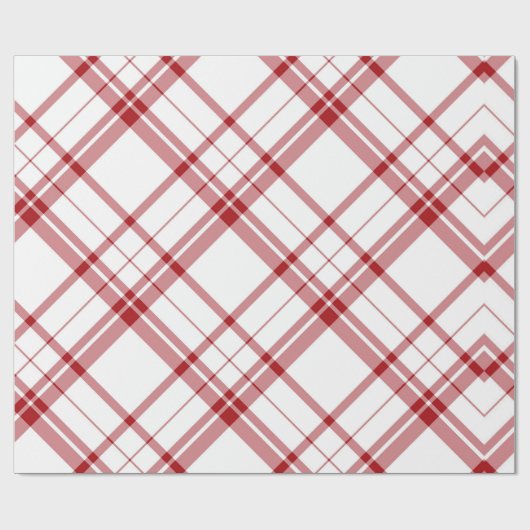 かわいい赤と白格子模様のクリスマス ラッピングペーパー (フラット)