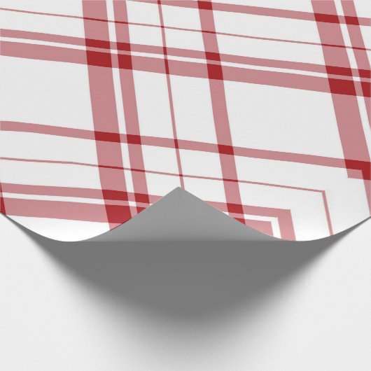 かわいい赤と白格子模様のクリスマス ラッピングペーパー (角)