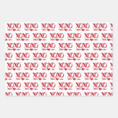 かわいい赤と白XOXOハートバレンタインデー ラッピングペーパーシート (正面)